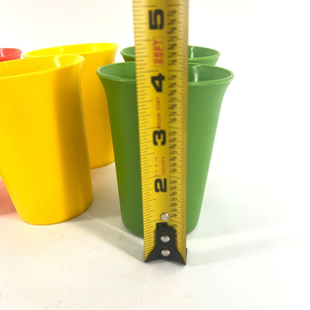 Vtg Tupperware Primary Colors Plastic Tumblers Cups Set of 6 Orange Yellow Green - Picture 3 of 5